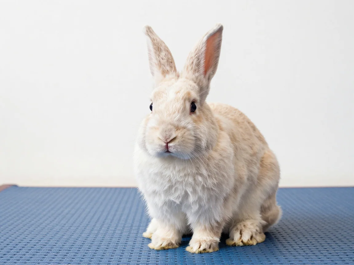 A fluffy rabbit with fine fur around its outline.