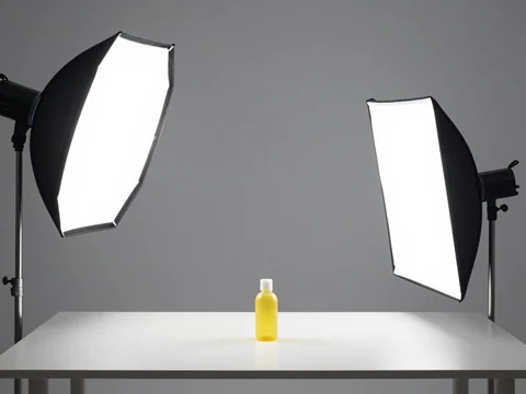 A simple product-photo setup with even light and a plain backdrop.