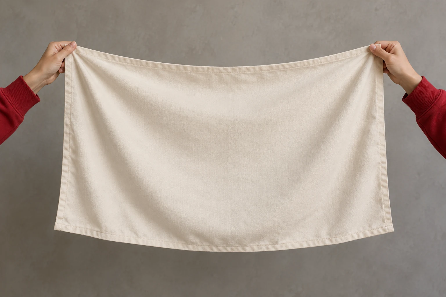 Fabric study: inspect both hand grips and keep the center of the banner readable.